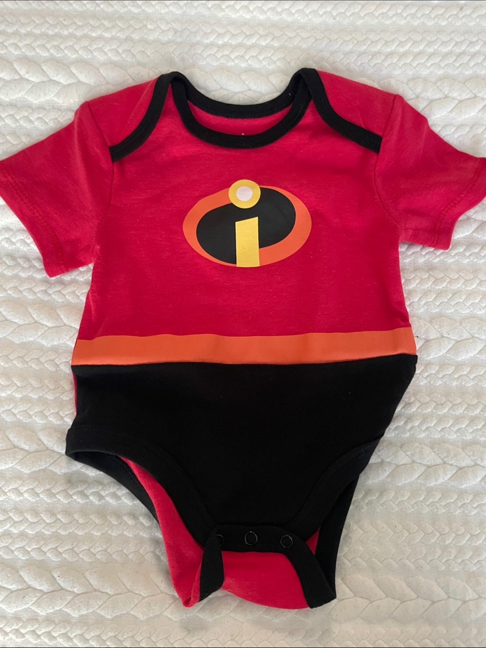 Disney Red & Black Superhero Logo Baby Bodysuit, Incredibles baby onesie